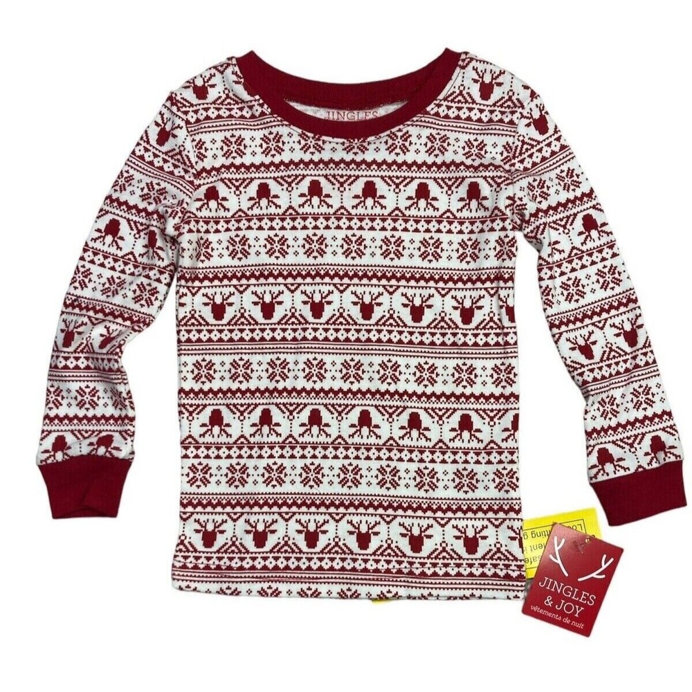 Jingle & Joy Reindeer Christmas Long Sleeve Pajama Top Size 24 Months
